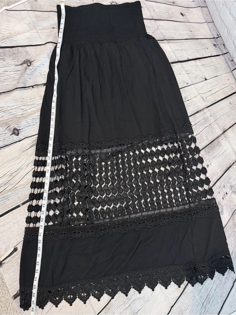 Black Lace Panel Maxi Skirt - Picture 8 of 10